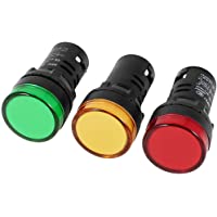 sourcingmap 3 Piezas Verde Amarillo LED Rojo Luz Piloto Panel Indicador 22mm DC 24V